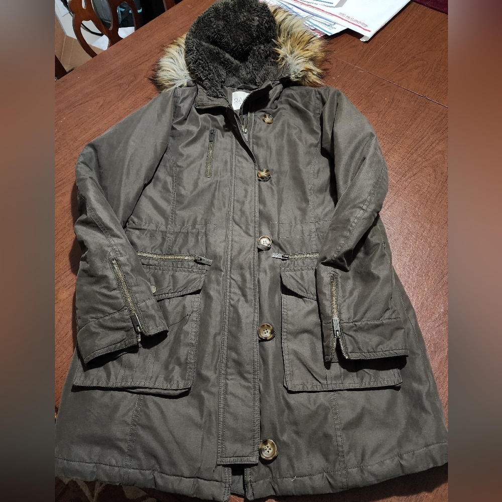 RACHEL Rachel Roy Olive Utility Jacket with Faux Fur Hood - Picture 5 of 13